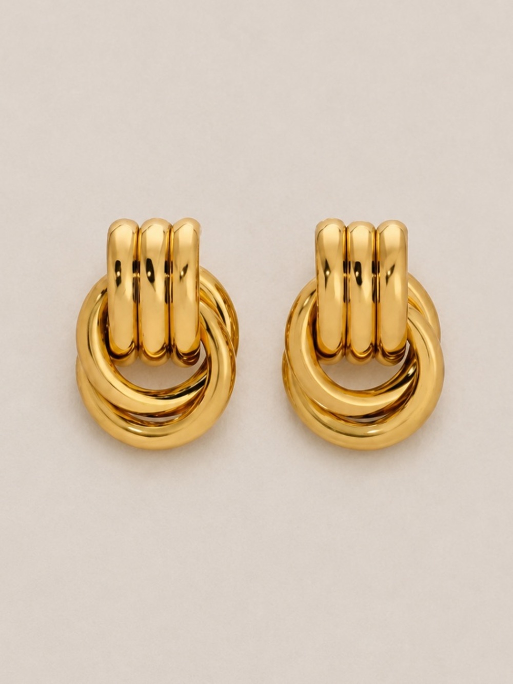 Anthropologie Shiny Gold Interlocked Hoop Earrings